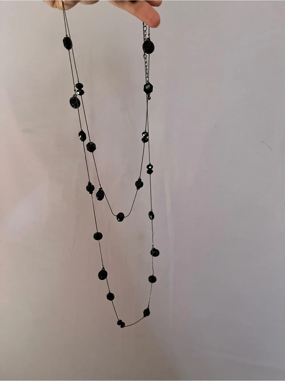 Mixit Long Black Bead Layered Necklace